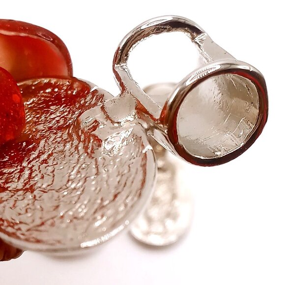 Vintage Clip-On Earrings Pendant Set Silver Tone Metal Purplish Pink Acrylic New - Picture 7 of 10